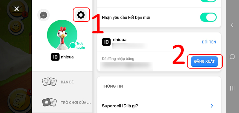 Chọn đăng xuất